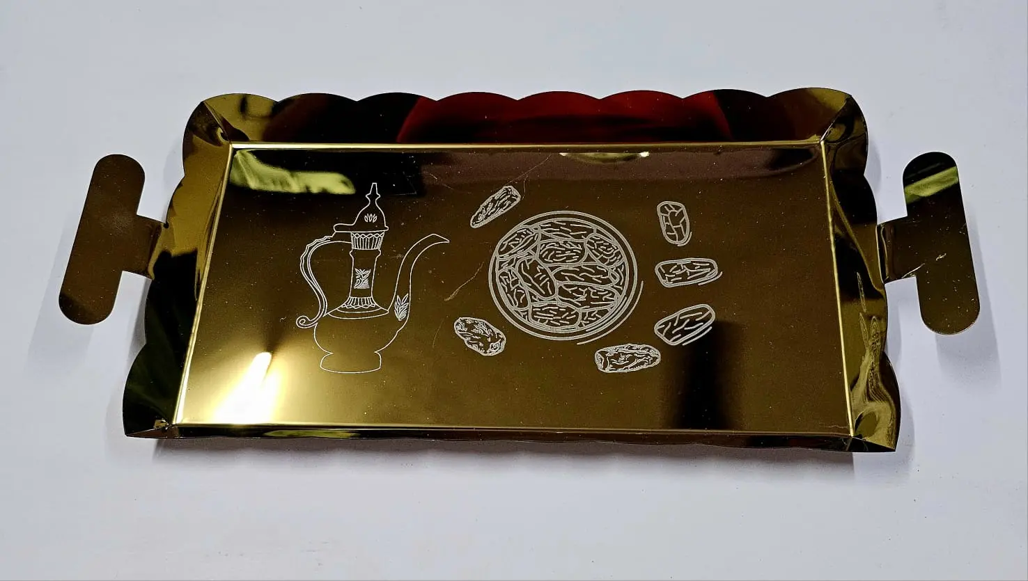 Gold Ramadan Serving Tray — Handcrafted Export Product by NXTGENEXPORTS, Moradabad